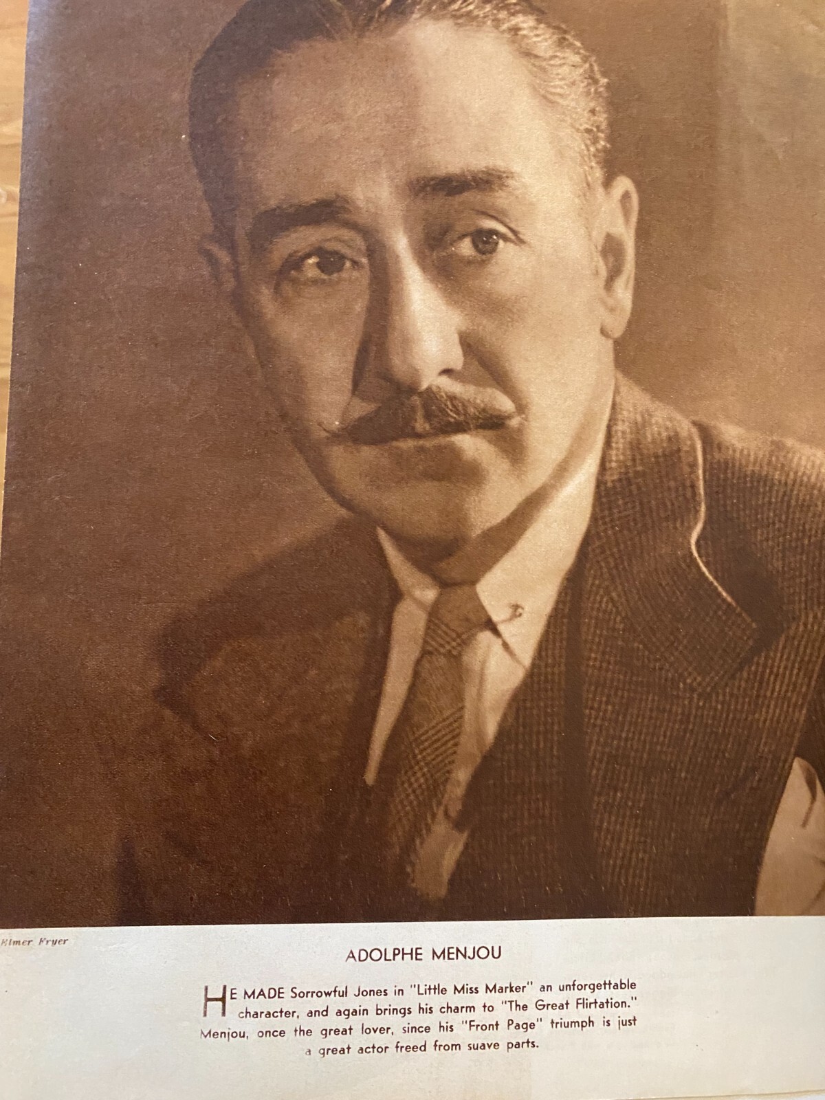 Adolphe Menjou, Full Page Vintage Pinup