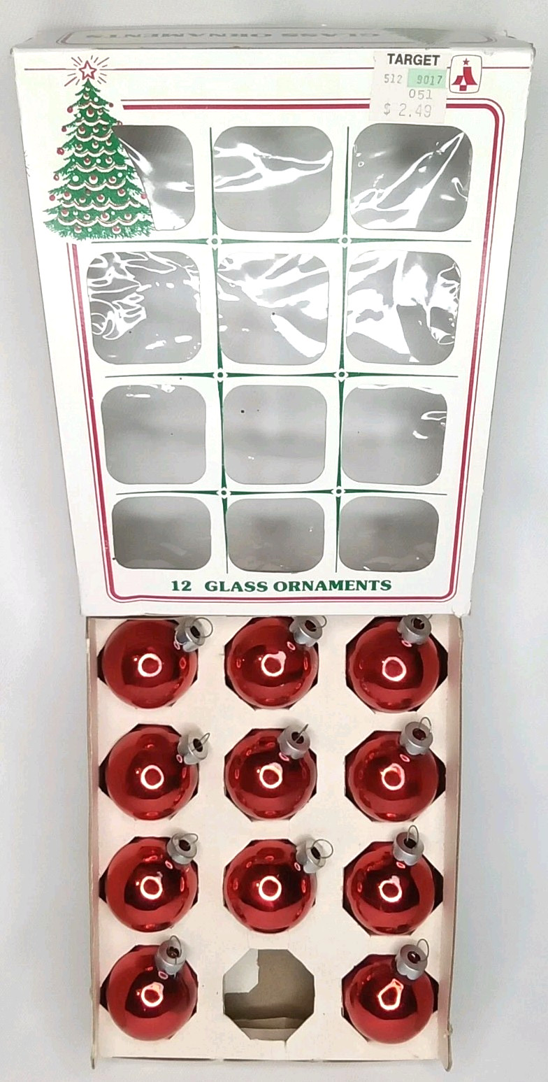 VTG 1970s Essex Franke Red Glass Christmas Ornament Set Of 11 With Original Box