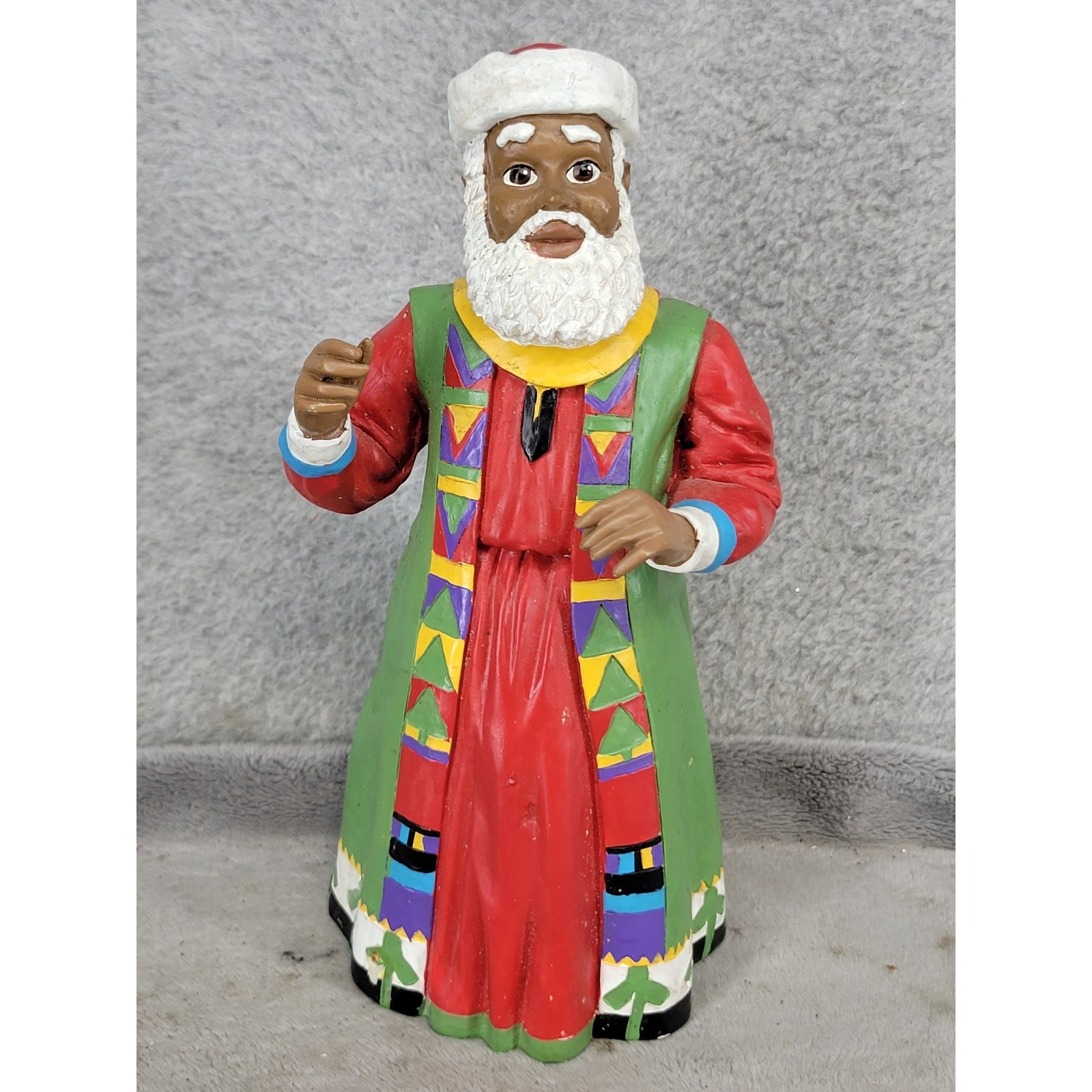 Vintage Wal-Mart Black Santa Claus Figurine Kente Robe Christmas Decor 8.5\