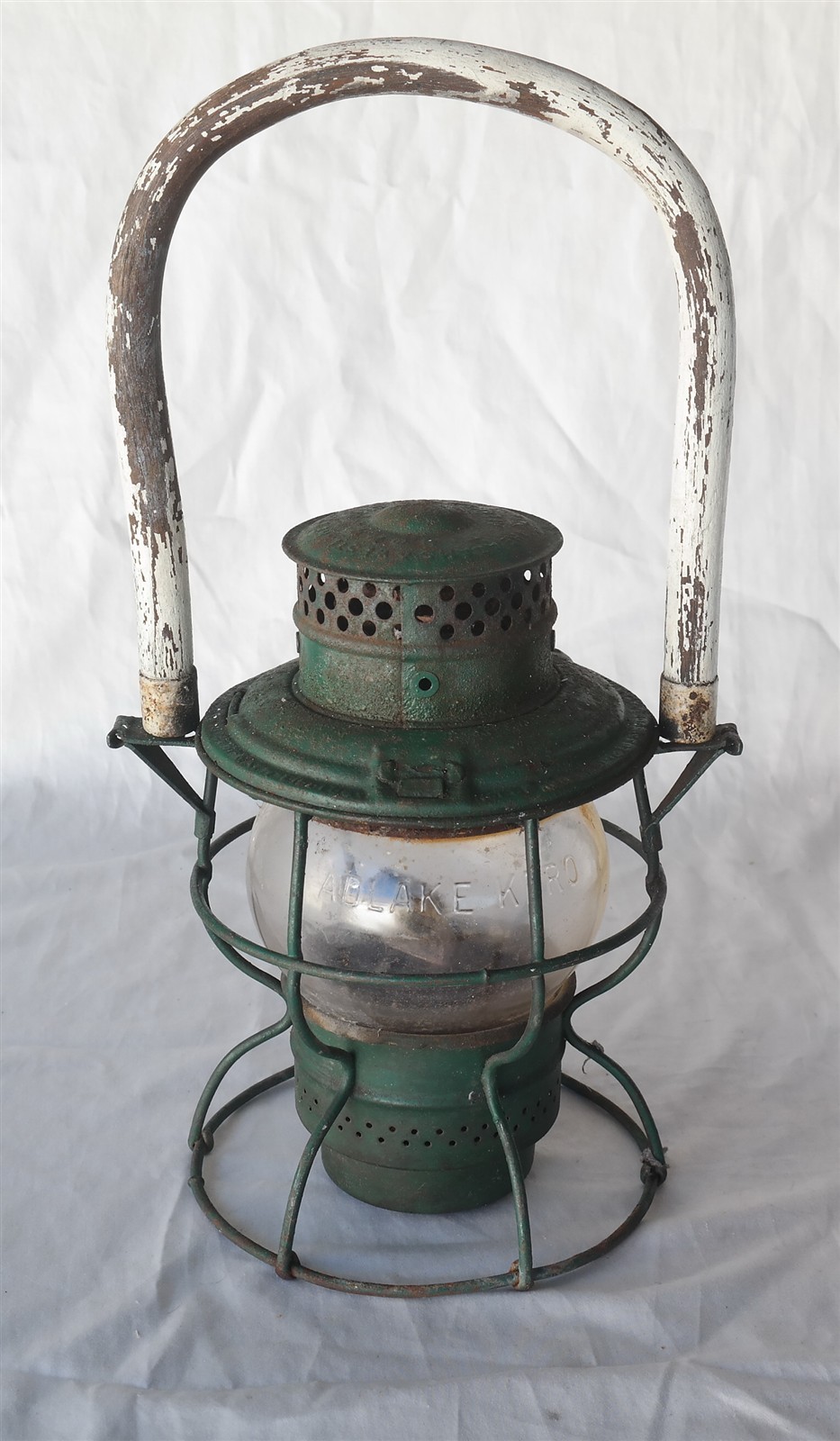 Vtg Adlake KERO Railroad lamp W/ Curved Wood Handle 