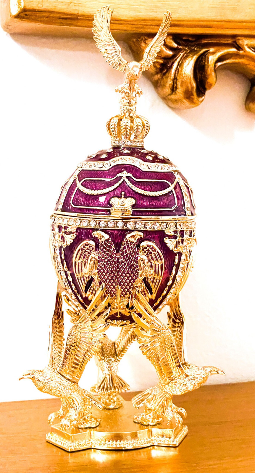 Byzantine Made In Greece Faberge egg Eagle Gold decor Greek Musical Jewelry box Byzantine Made In Greece Faberge egg Eagle Gold decor Greek Musical Jewelry box