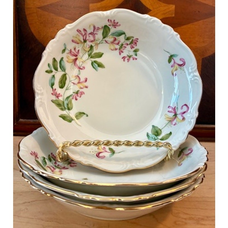 Edelstein Bavaria Set of 4 Maria Theresia 7.75” Soup Bowls Honeysuckle 18783