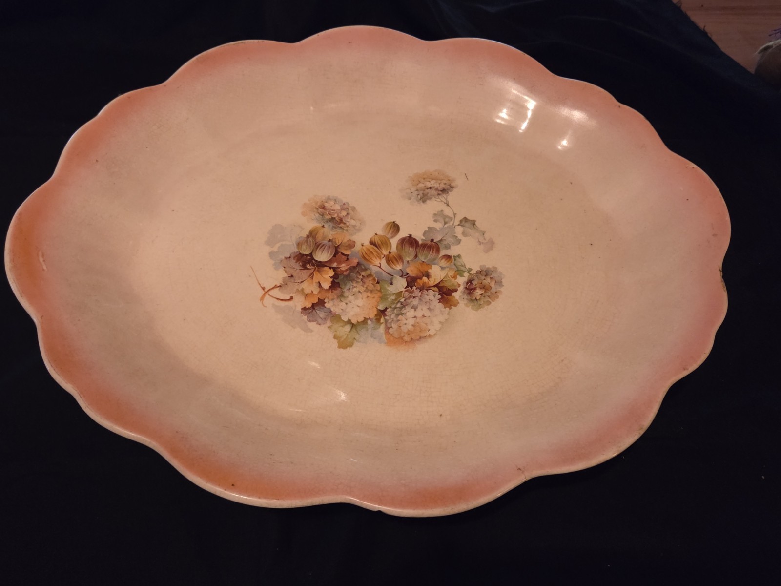 Antique 1903 Ironstone Pottery Platter The Colonial Co. Gooseberry & Floral USA