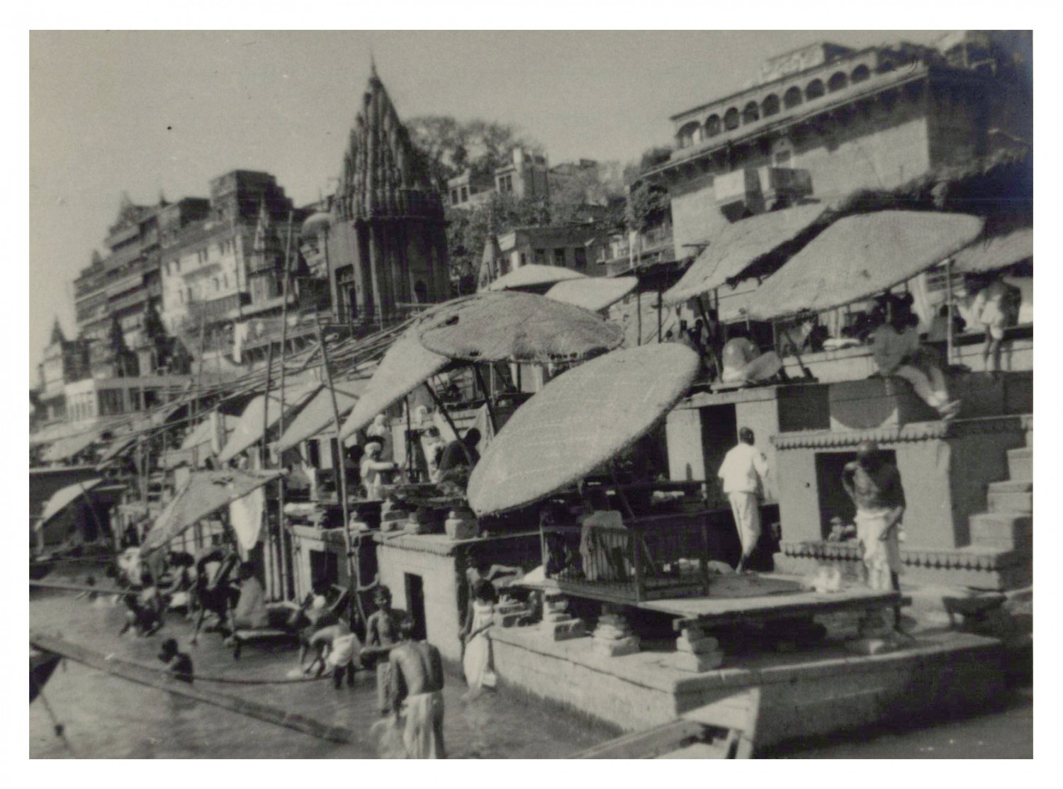 India, Benares (Varanasi), Manikarnika Ghat, Vintage Print, 1949 Photo Taken by