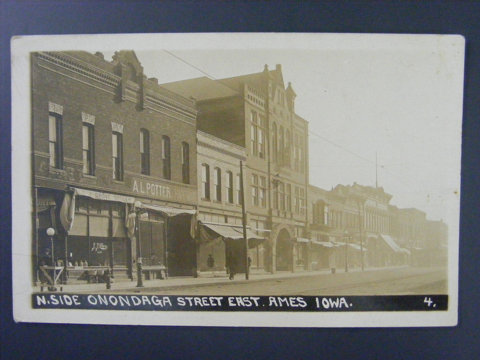 Ames Iowa IA Onondaga Street East Store Signs Real Photo Postcard RPPC 1913