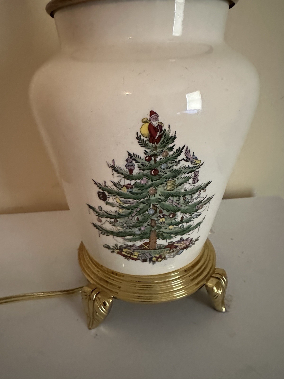 Vtg Spode Christmas Tree Porcelain Table Lamp Made England   (No Shade)
