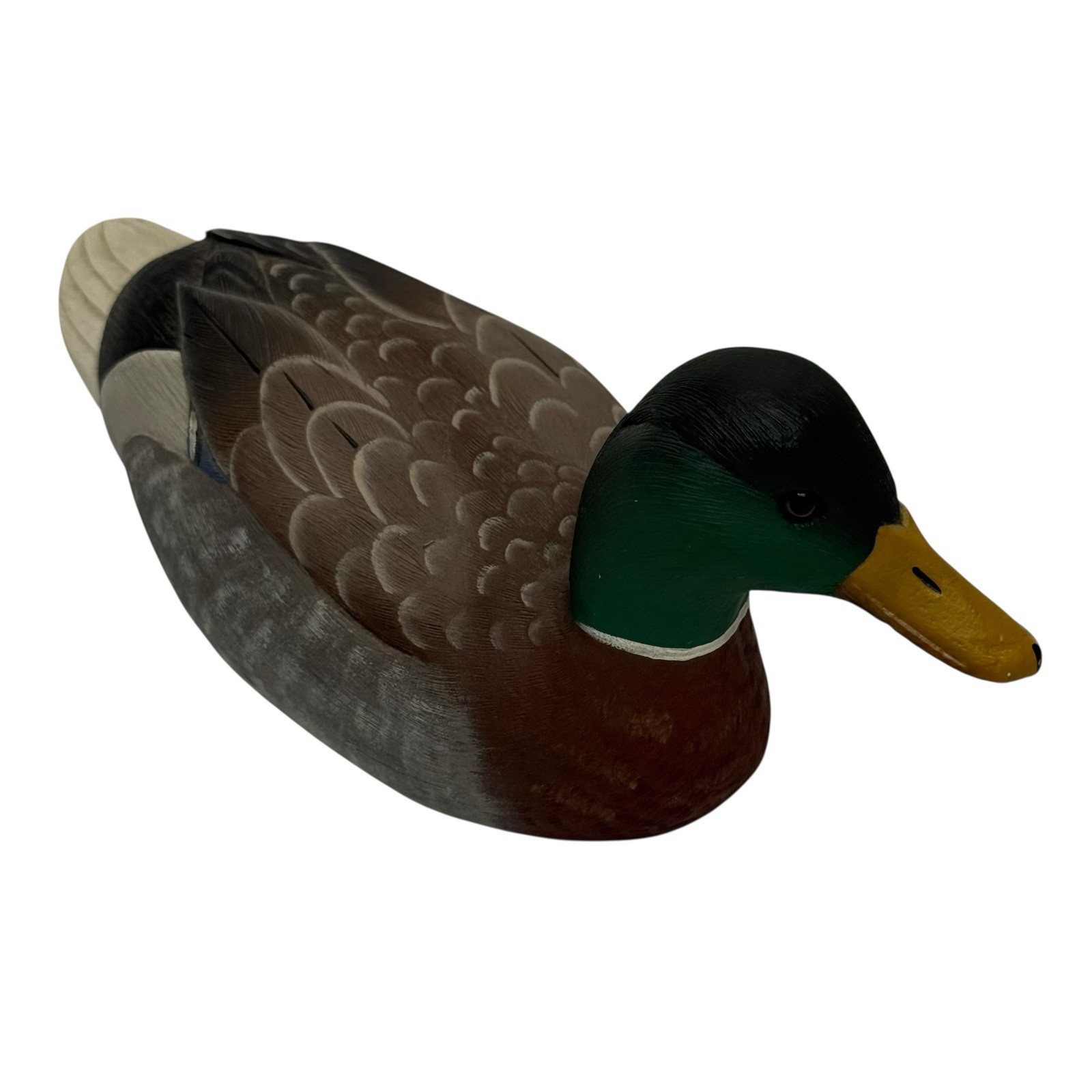 Vintage BrileyCo Handcrafted Mallard Duck Decoy Signed J Brown 1990 Wood Carved