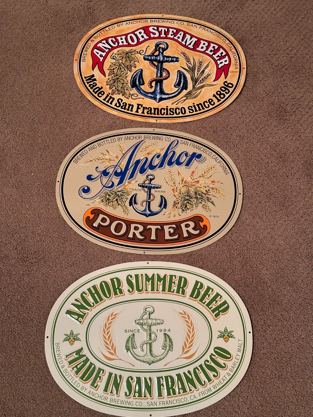 New Anchor Steam Beer Tin Signs Made in San Francisco  13.75\