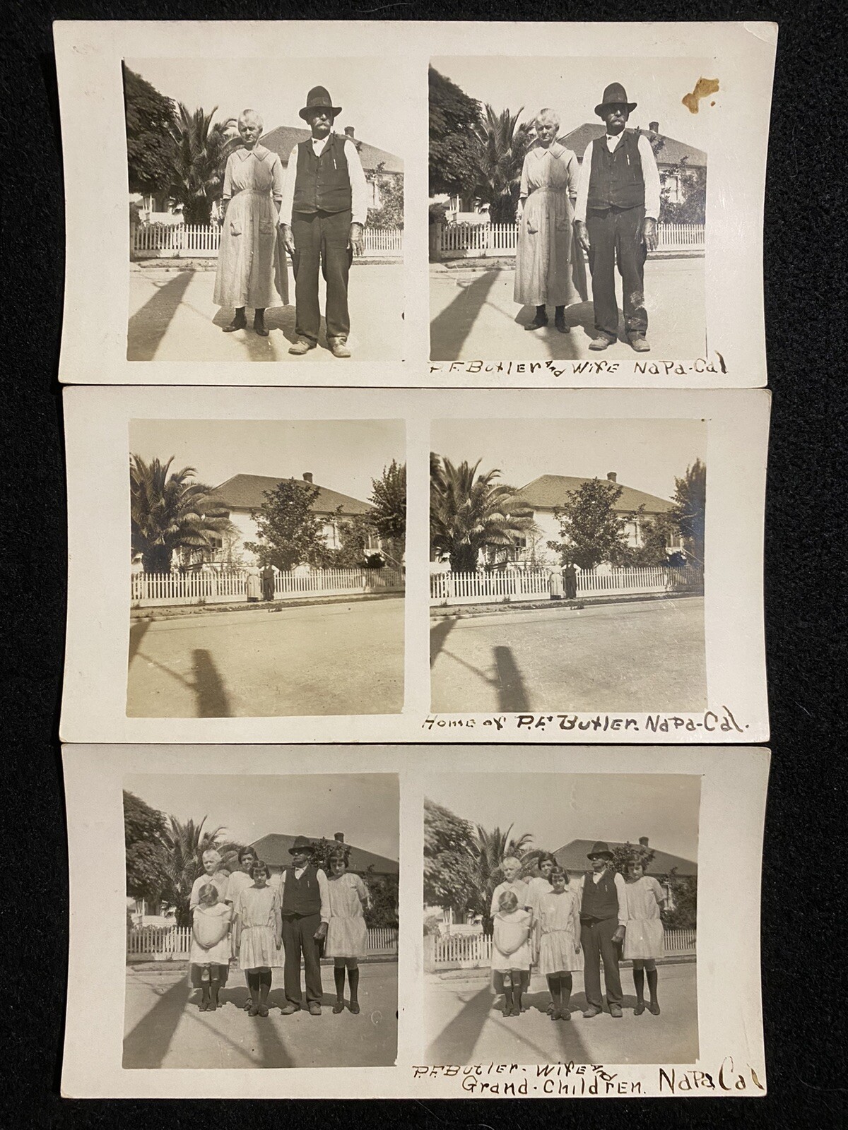 Napa California CA Man And Family At Home 1910s 3 Antique Stereoview SV Photos