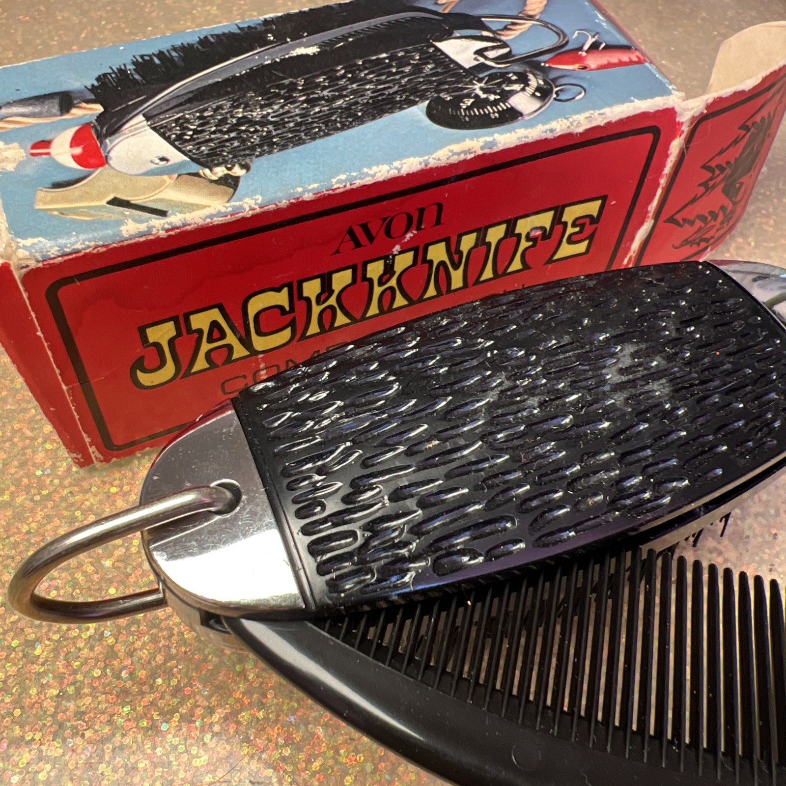 Vintage Kitsch Men’s Gift Avon Jackknife Hair Brush and Comb Men’s Groom Set
