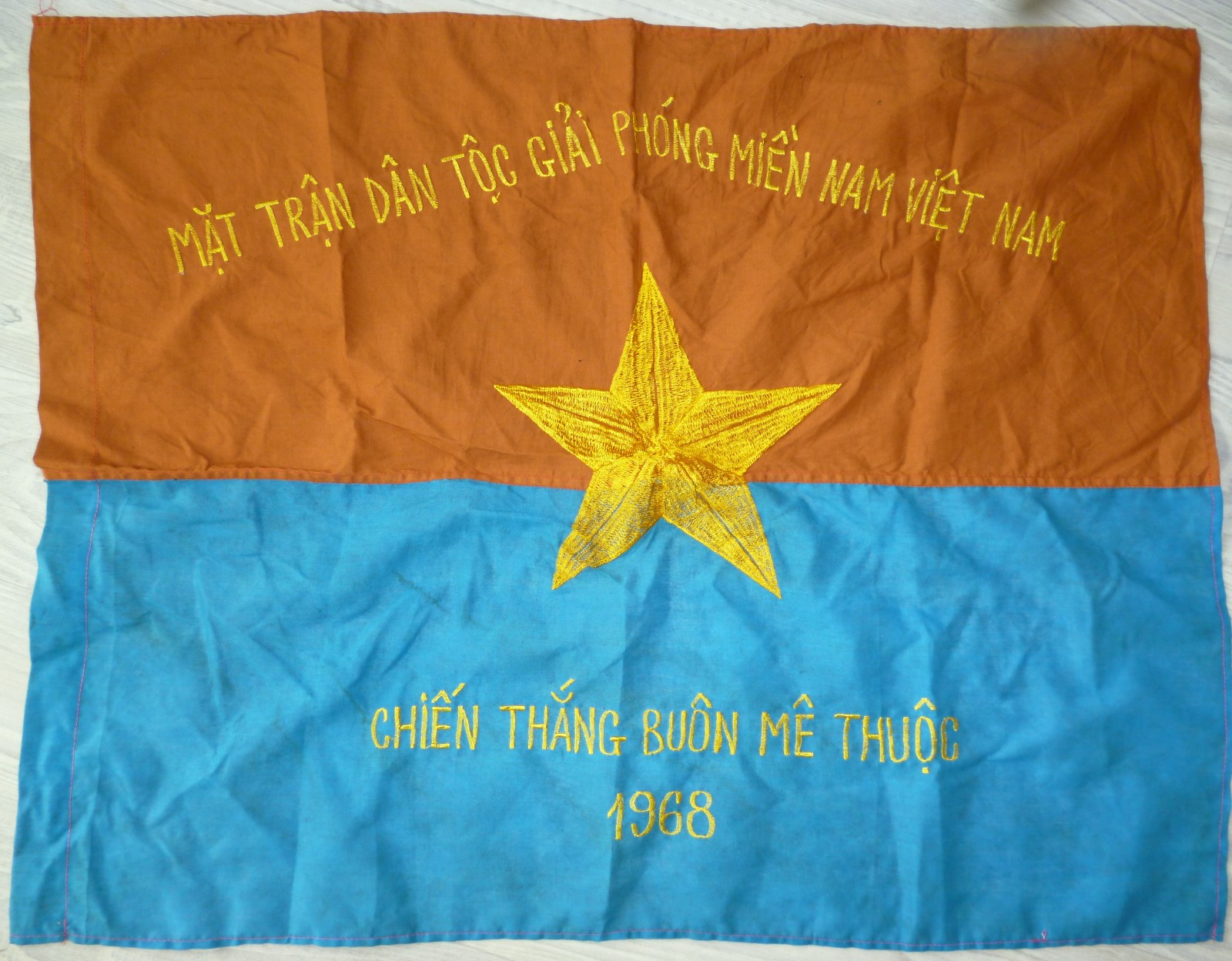 Rare Rhade Hill Tribe Viet Cong Flag - 1968 - Ban Ma Thout - Vietnam War - F.277