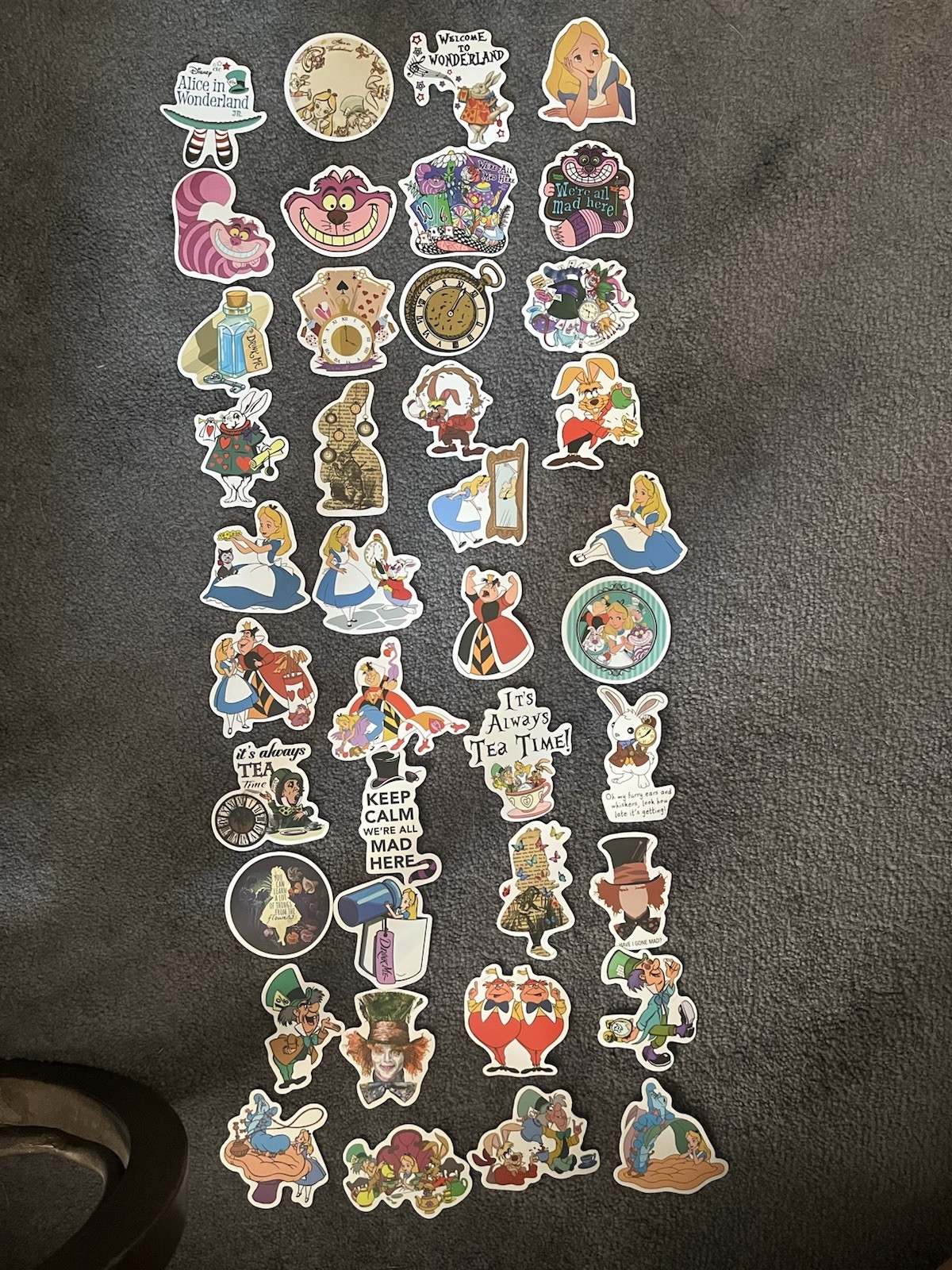 10 PCs Random ~2”x2” Alice In Wonderland Retro Disney Stickers Mad Hatter
