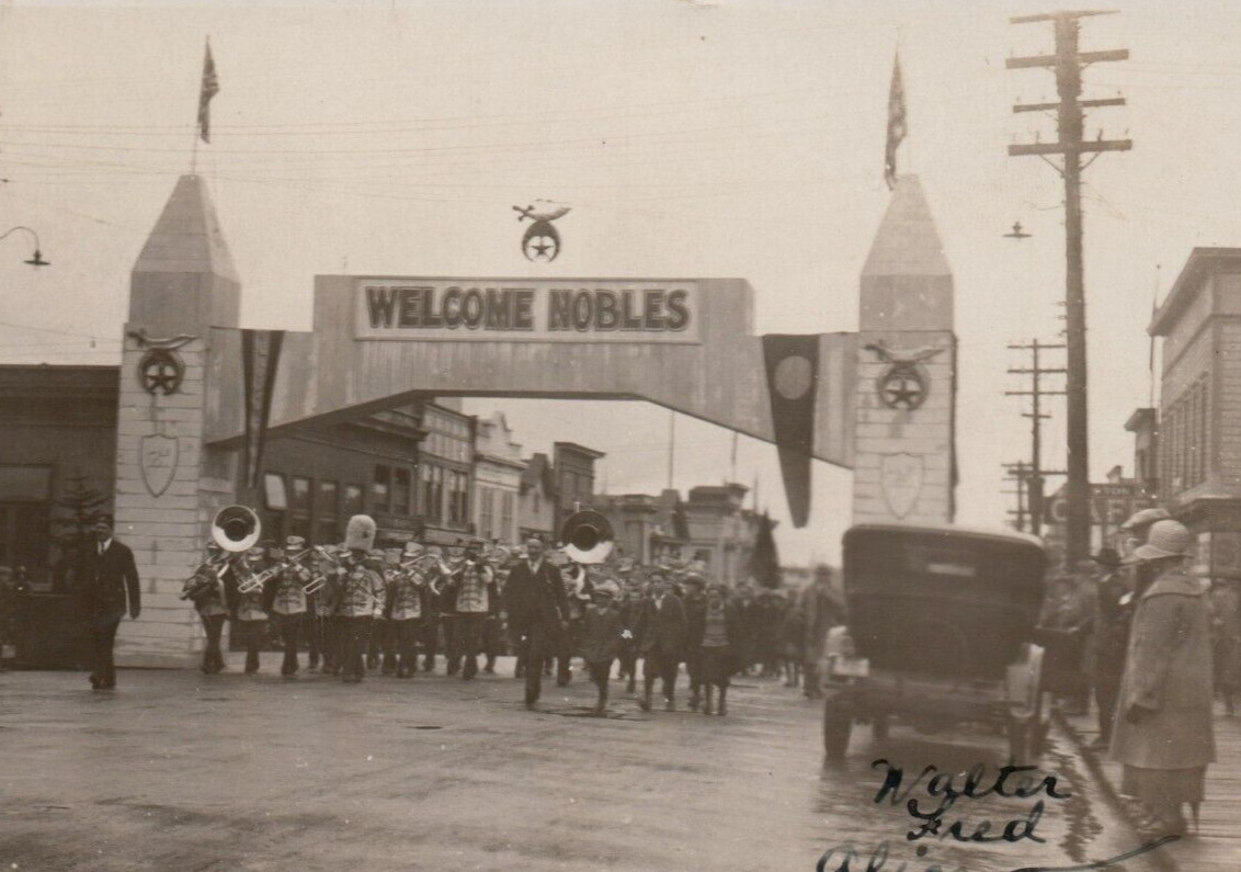 1926 Shriners Parade Prince Rupert British Columbia Canada RPPC Postcard Moor