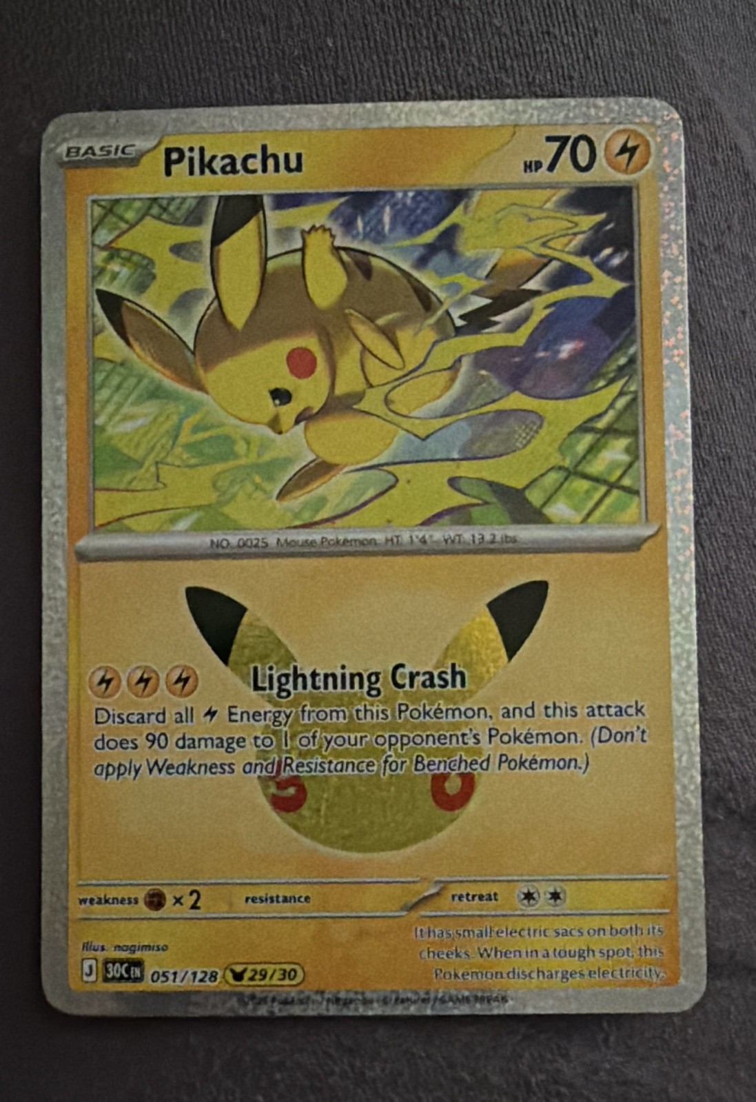 Pikachu 051/128 Me: 30th Celebration Holo Pikachu 051/128 Me: 30th Celebration Holo