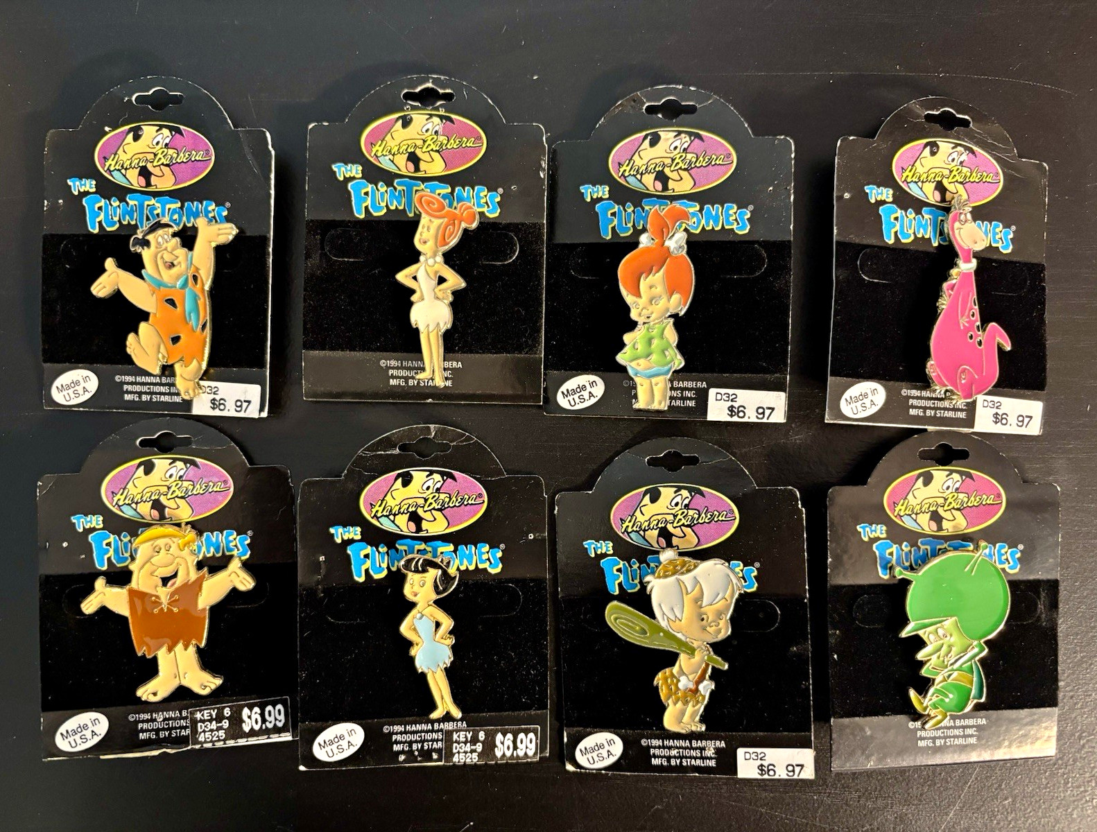 VTG 1994 Hanna-Barbera The Flintstones Pins Starline Lot of 8 NOC❗️Pls Read👇