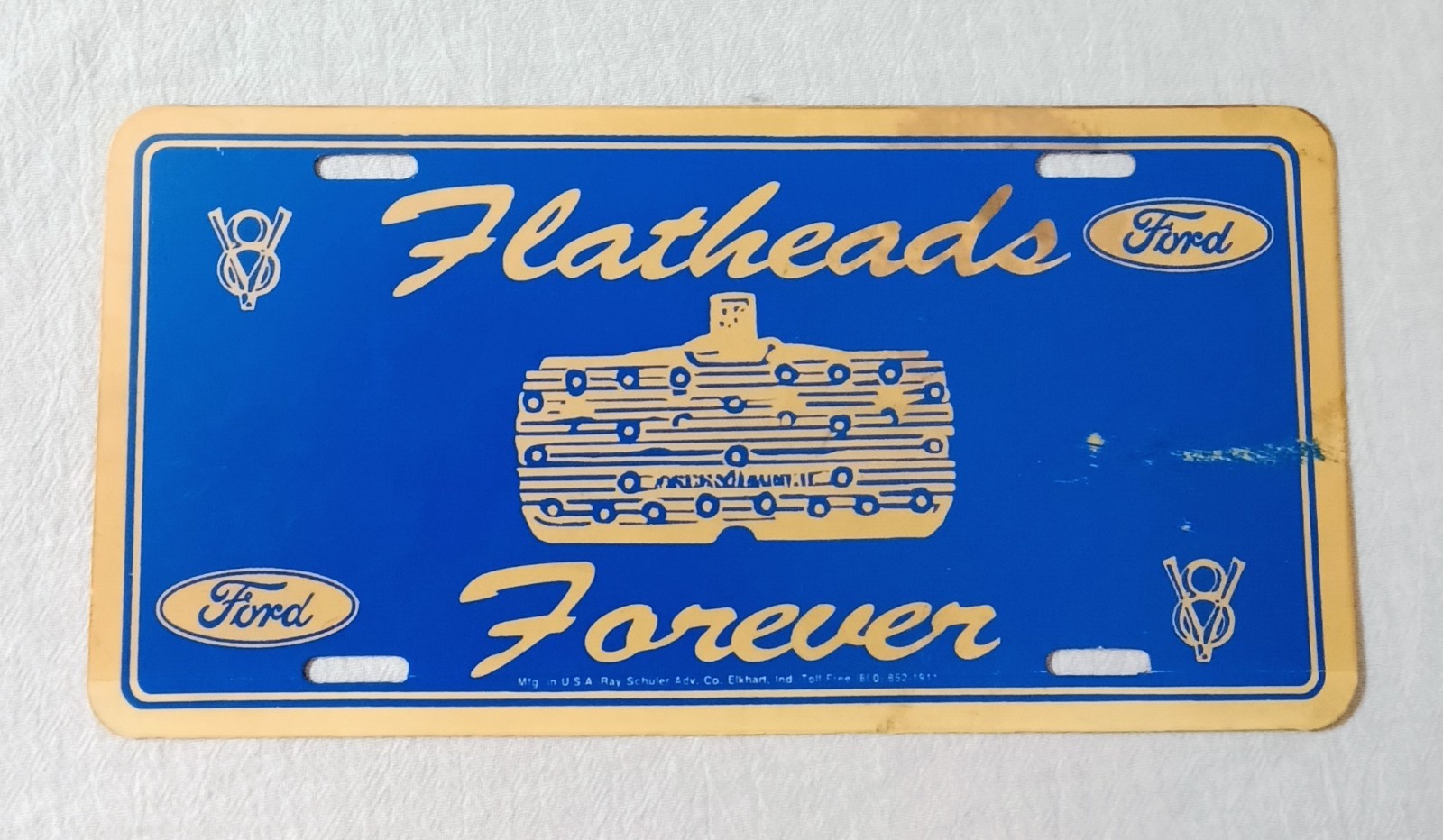 VINTAGE FORD V8 FLATHEADS FOREVER PLASTIC LICENSE PLATE VERY RARE