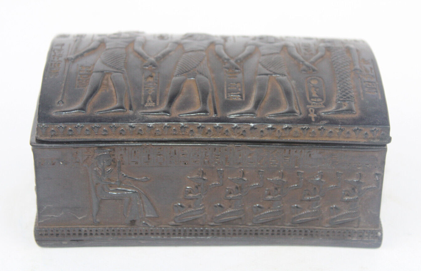 RARE ANCIENT EGYPTIAN ANTIQUE Ramses and Isis with Nefertari Jewelary Box EGYCOM