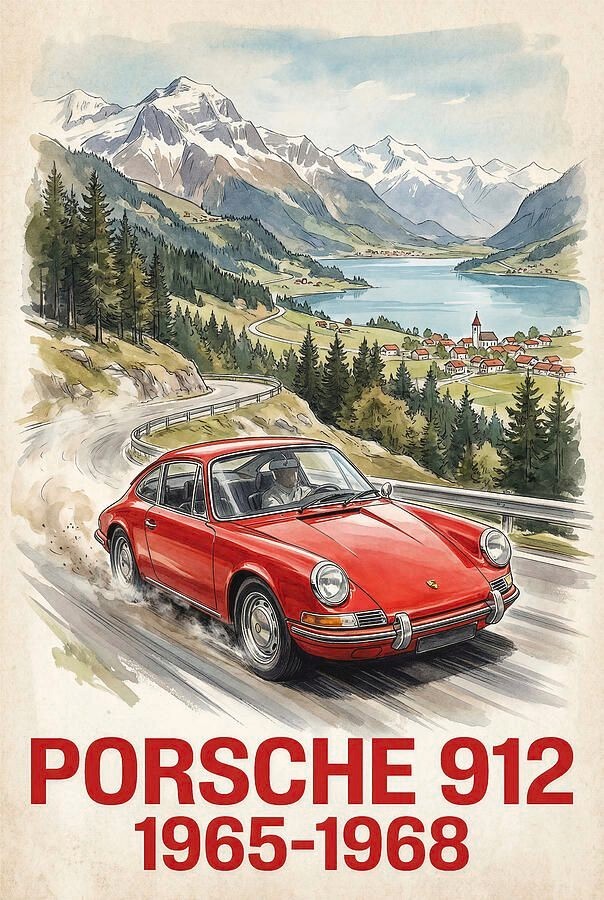 Porsche 912 1965-1968 Classic Car Repro Print Poster 13x19