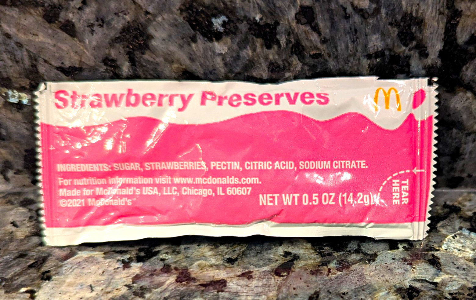 Rare Empty Sealed - McDonald\'s Strawberry Preserves Packet 