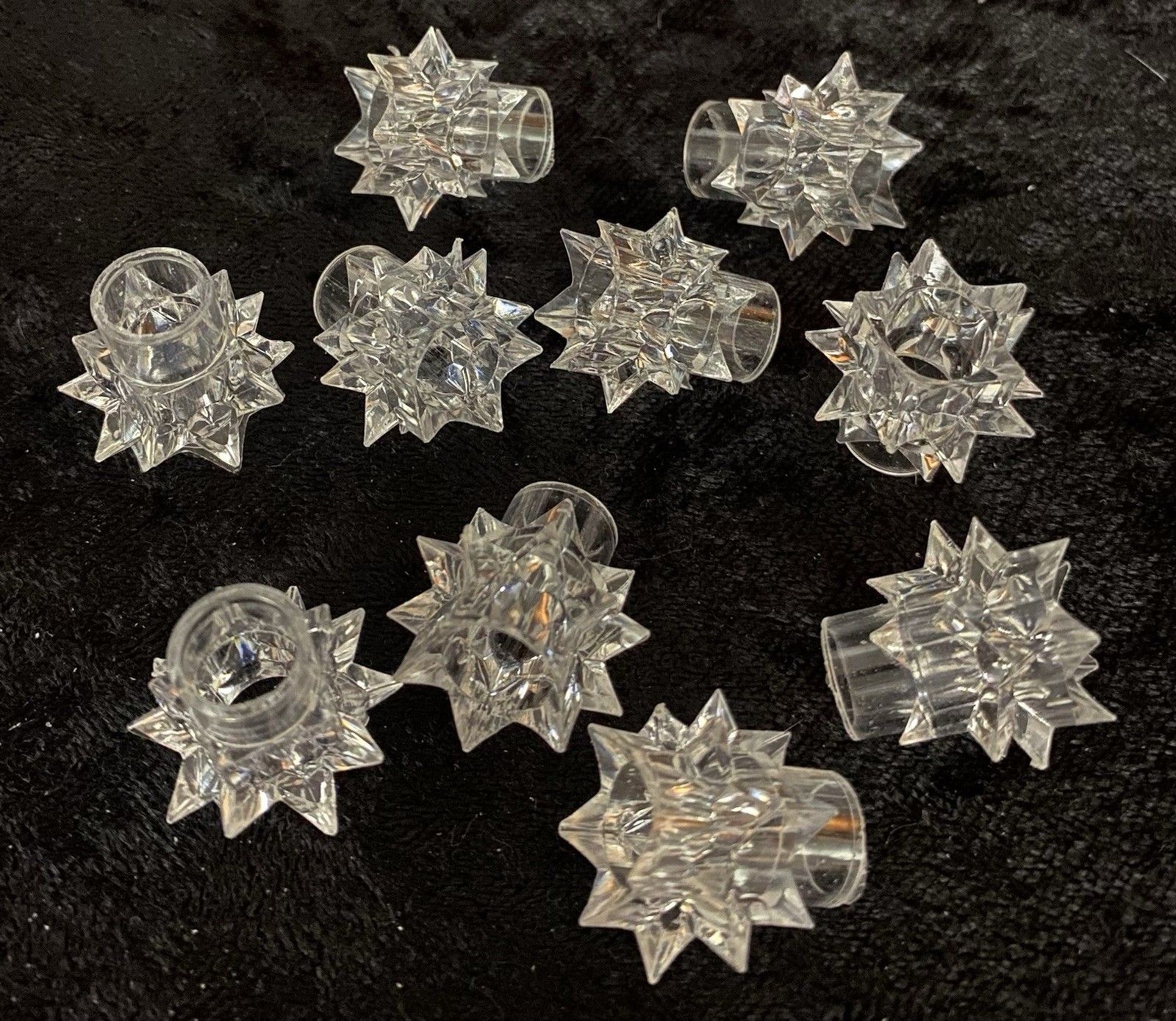 Vtg Crystal Star Christmas Light Reflector Covers Lot 10) Clear Atomic Starburst