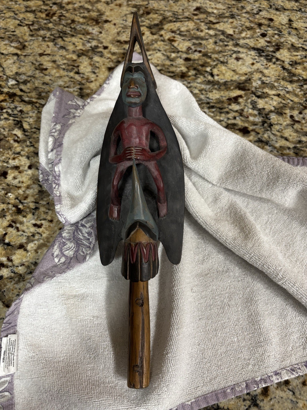 Vintage Rich LaValle Signed Tlingit Northwest Coast Carved Wood Raven Rattle