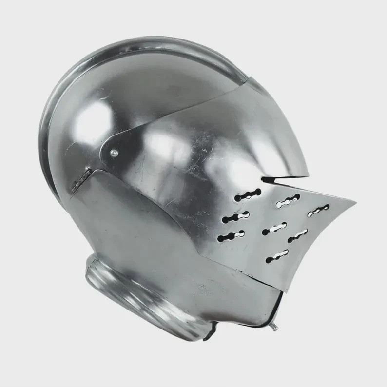 Medieval Armet Close Helmet Tudor Knight Armor  Steel  Finish LARP Cosplay Gift