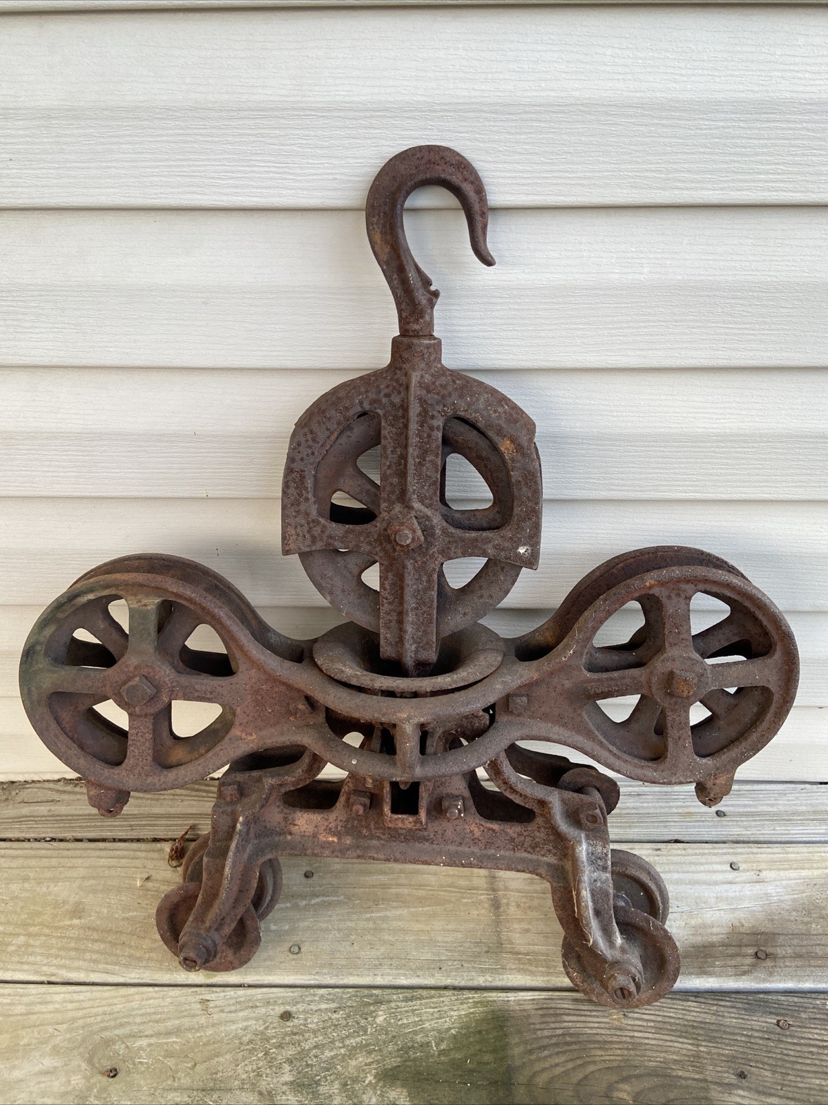 Large Antique Vintage Hay Trolley With Track Rail. Works Geat