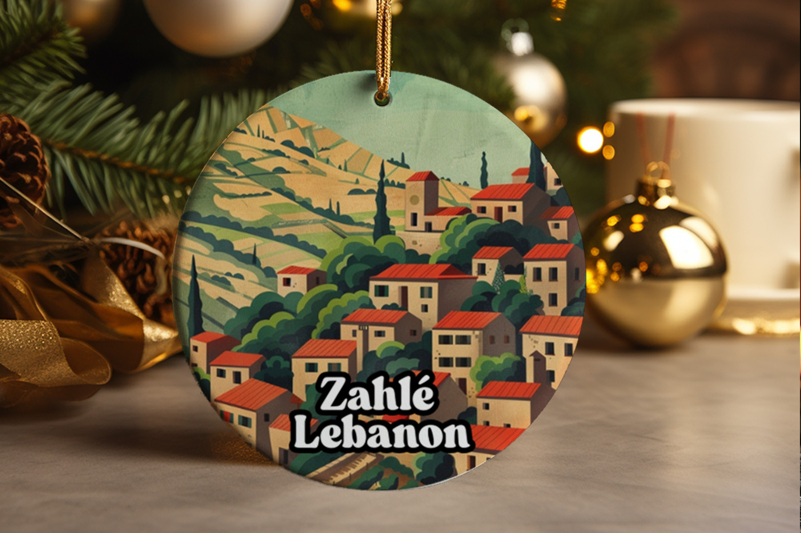 Zahle Lebanon Ceramic Ornament, Bekaa Valley Travel Souvenir, Keepsake