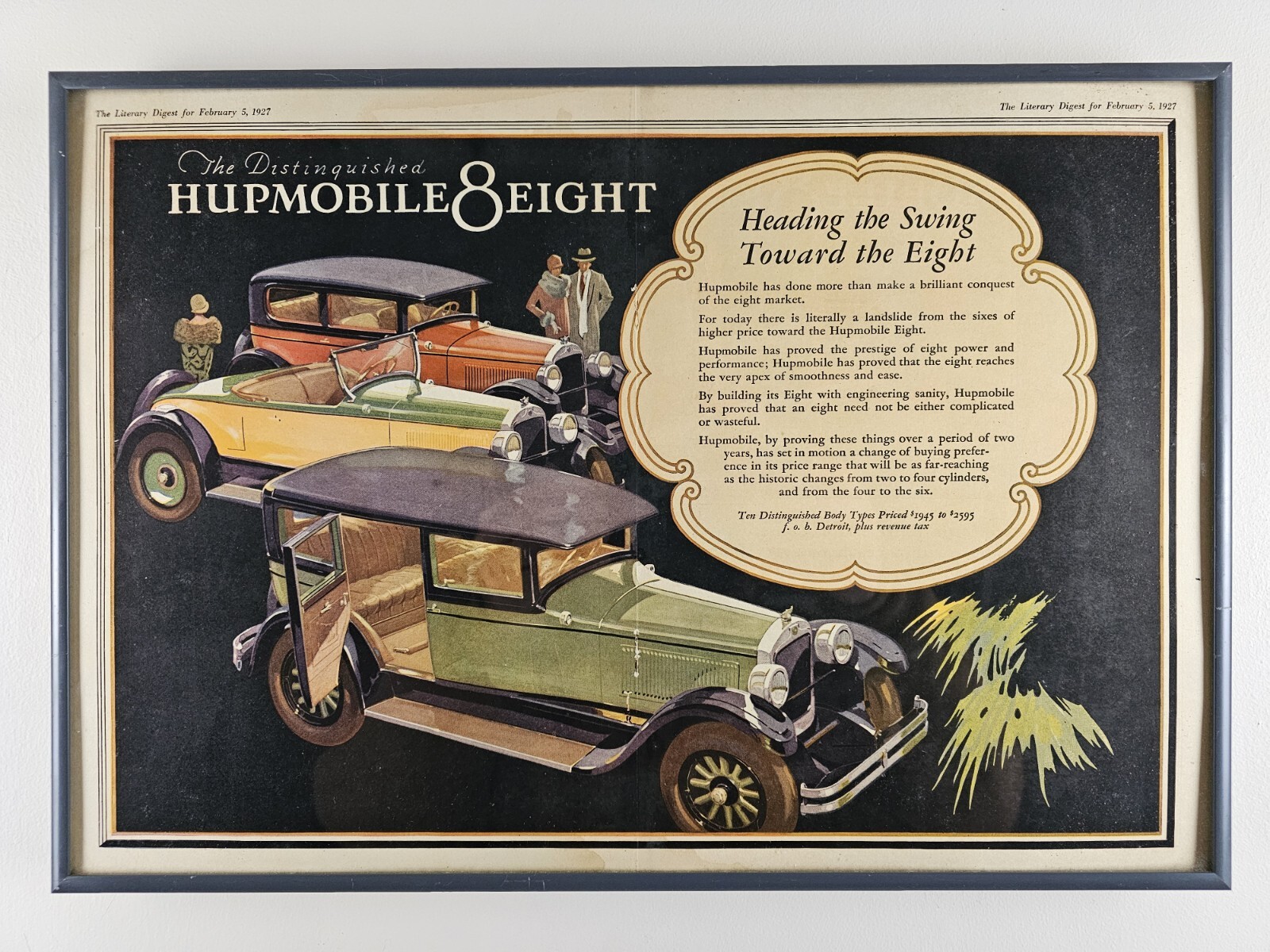 ART - Antique 1927 Hupmobile 8 Classic Car Magazine Advertisement 17.5x12 Framed ART - Antique 1927 Hupmobile 8 Classic Car Magazine Advertisement 17.5x12 Framed