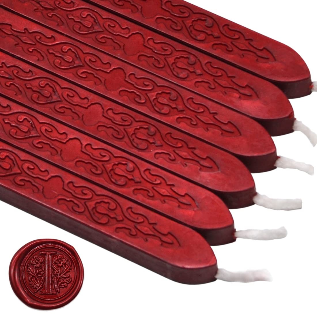 6 PCS Blood Red Sealing Wax Sticks with Wick, Sealing Wax Candle