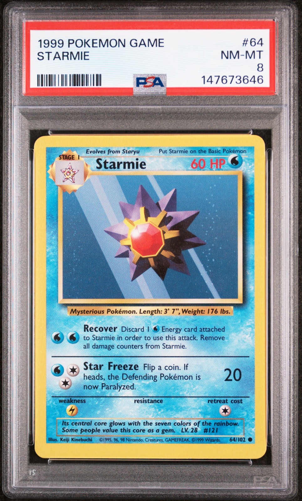 PSA 8 NM/MT 1999 POKEMON GAME #64 STARMIE UNLIMITED ENGLISH