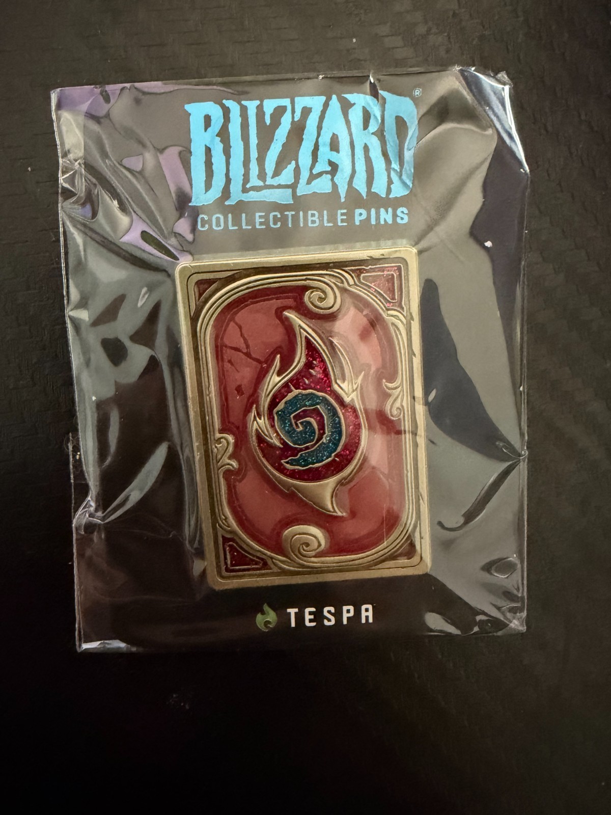 Hearthstone Tespa Cardback Pin Blizzard Collectible 2017 NEW Dalaran Flame Rare