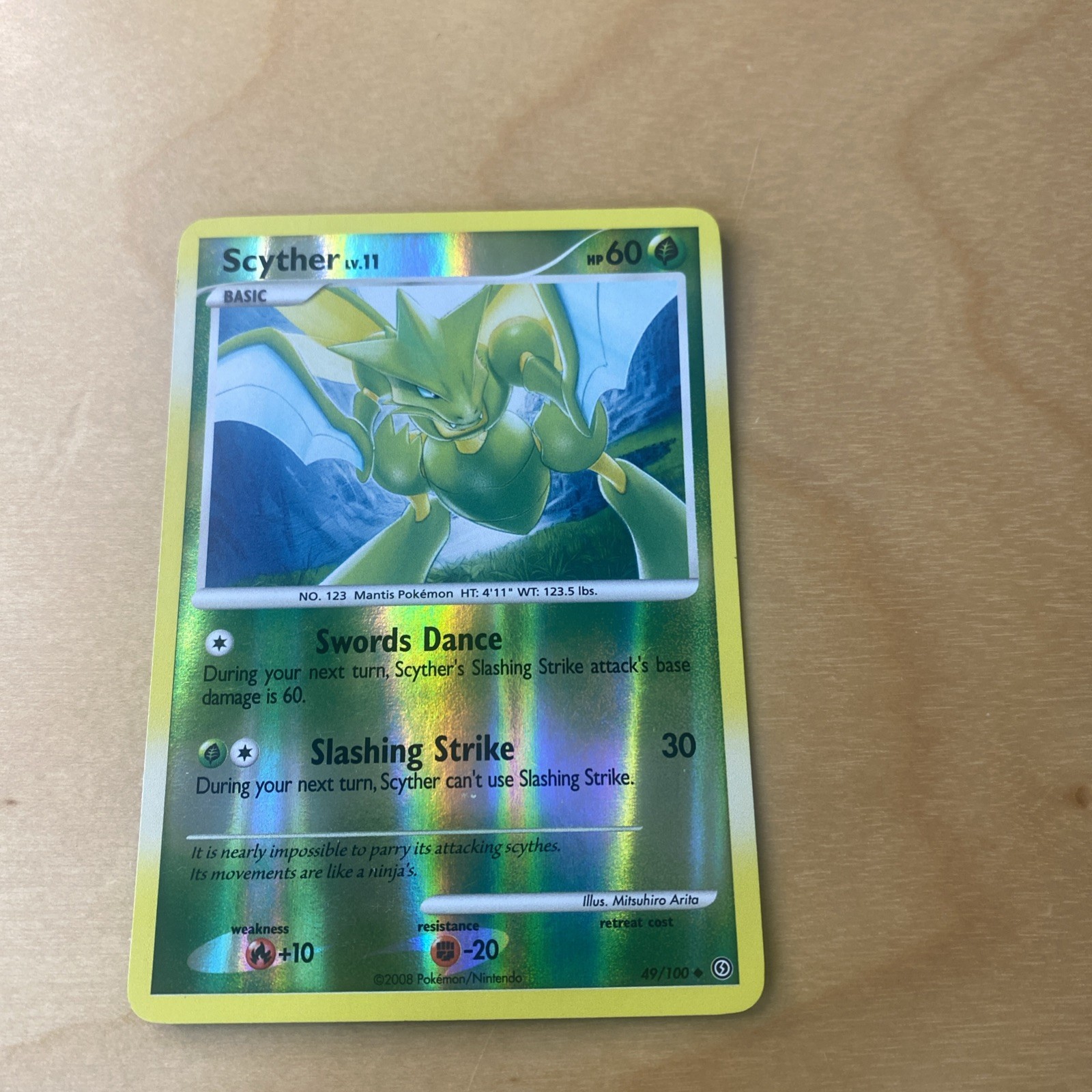 Nintendo Pokémon TCG Scyther 49/100 Stormfront Reverse Holo English 2008