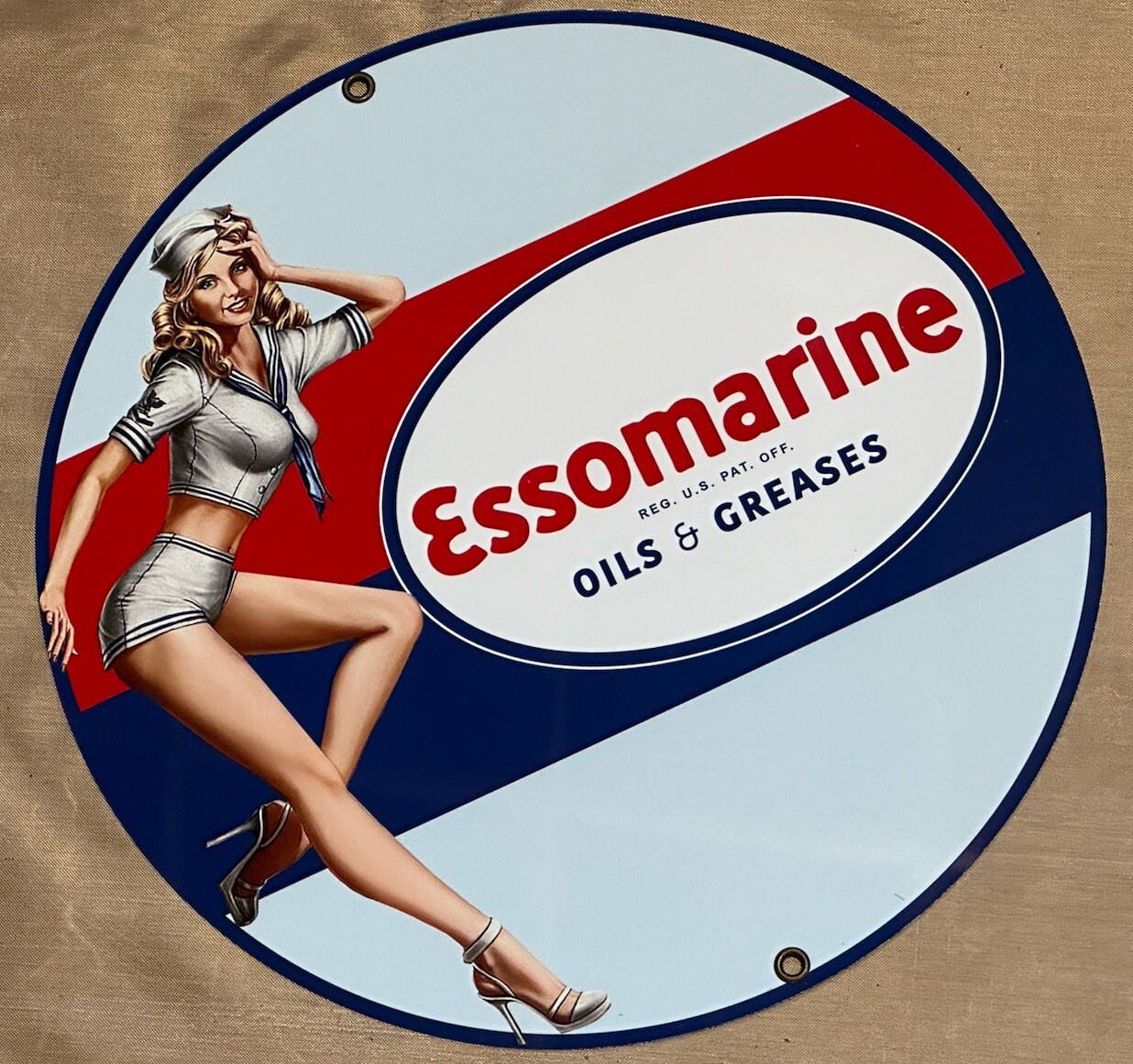 Top Quality Esso Marine Gas Motor Oil vintage reproduction Garage Sign