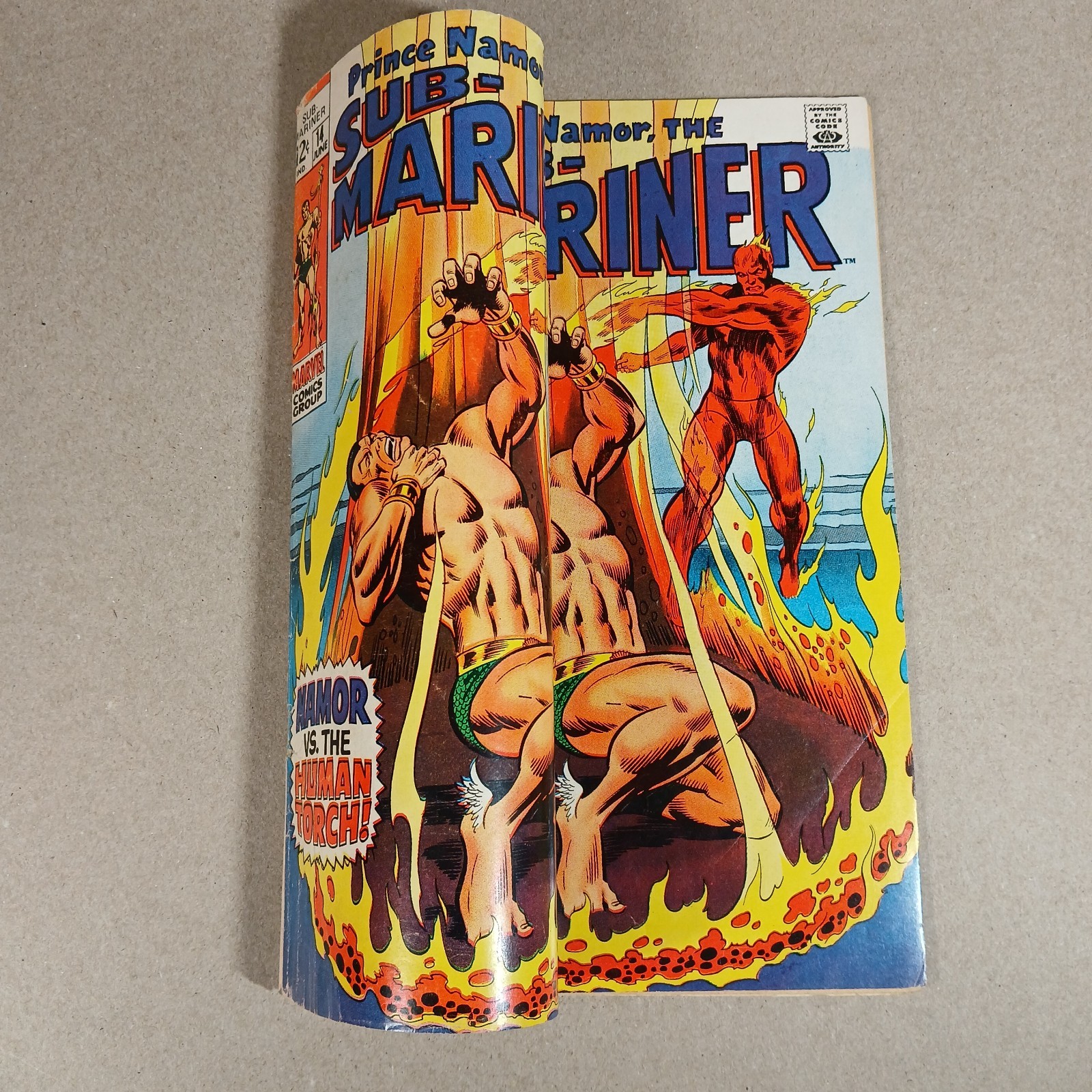 Sub-Mariner #14 Double Cover 1969 Marvel Comics Namor Human Torch