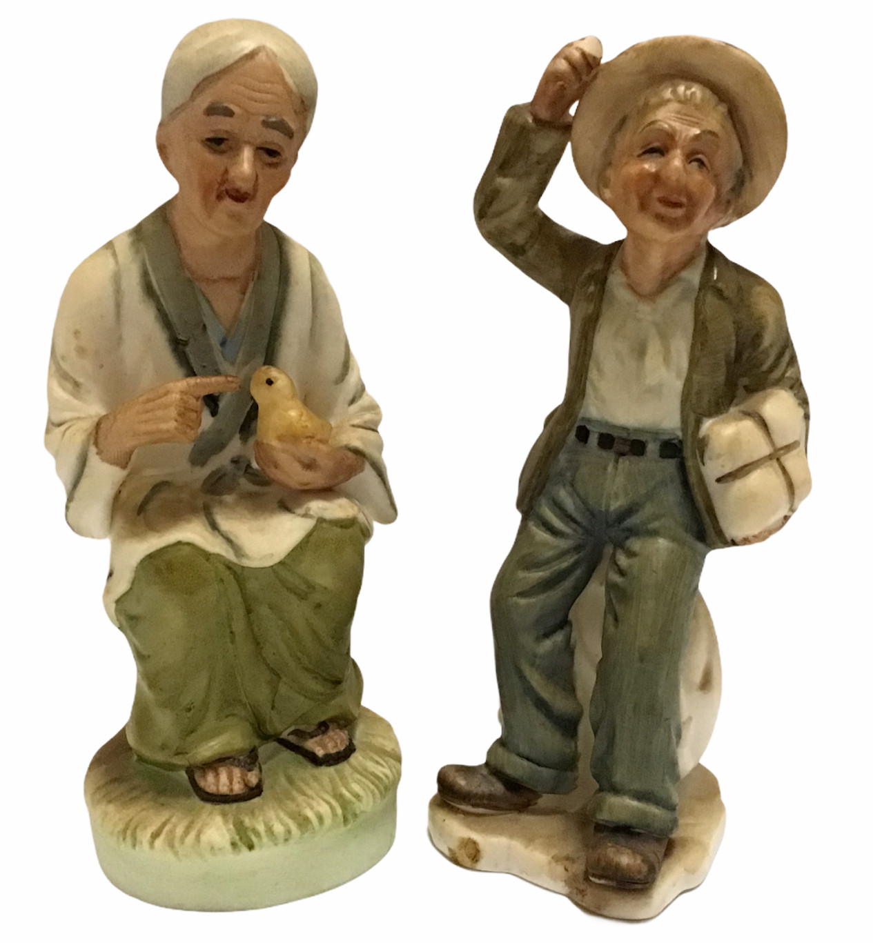 Vintage Japanese Figurines Man Women Handpainted Numbered Ceramic Napcoware