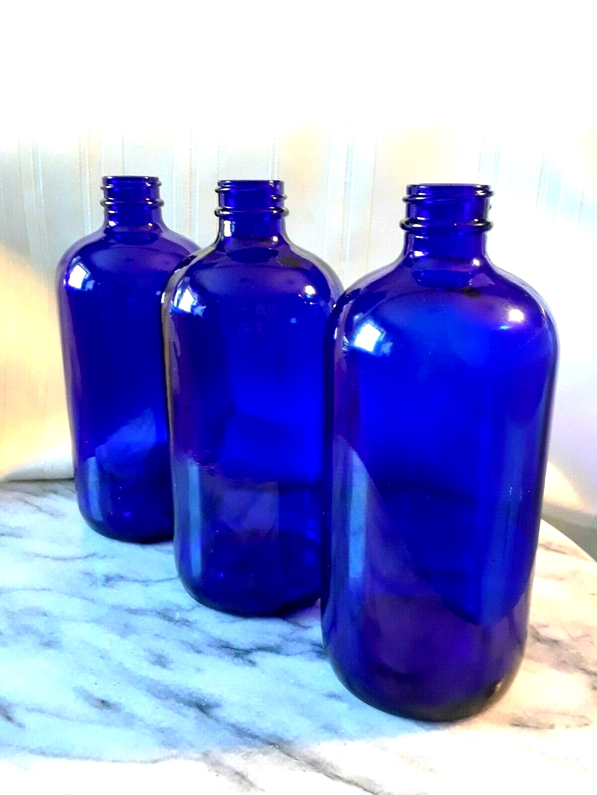 Cobalt Blue Bottle Boston Round Solid Glass ~ Large 16oz Apothecary HIGH QUALITY