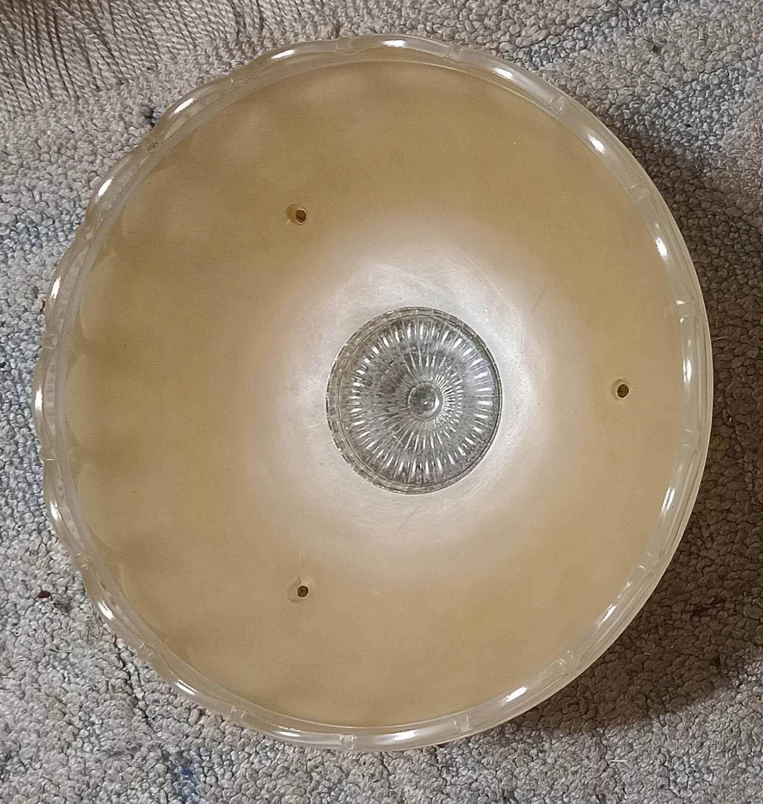  Frosted Glass 3 Chain Ceiling AlmondLight Fixture Shade Embossed Floral Pattern