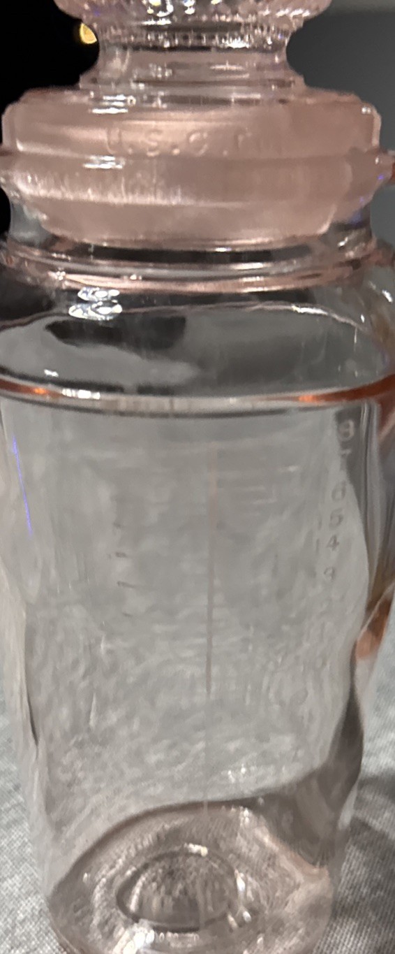 RARE Vintage Pink depression glass Cocktail Shaker with Ground Glass Stopper