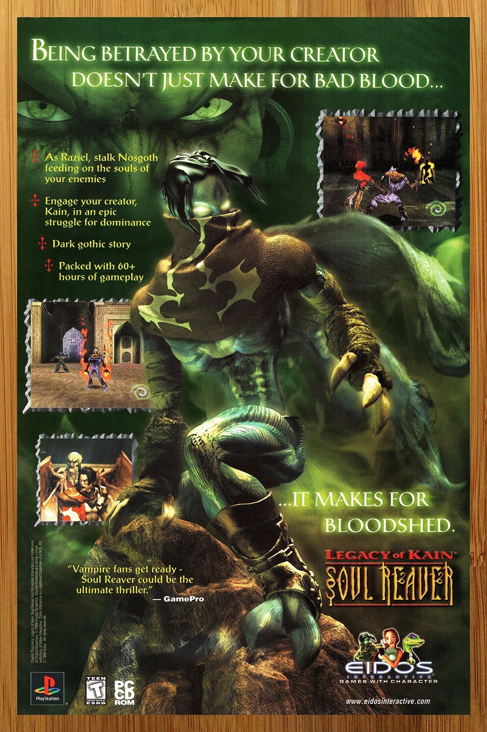 1999 Legacy of Kain: Soul Reaver PS1 Dreamcast Print Ad/Poster Official Game Art