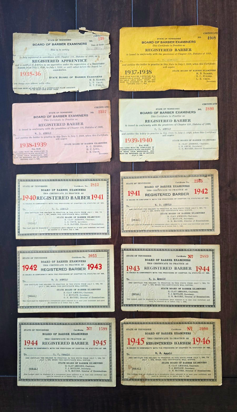 Vintage Barber Lot: TN Board Certificates, Union Shop Sign, Razor, Shears Vintage Barber Lot: TN Board Certificates, Union Shop Sign, Razor, Shears