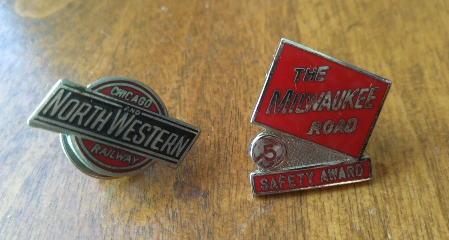 Railroad Hat-Lapel Pin/Tac lot - C&NW Chicago & Northwestern  & Milwaukee Road