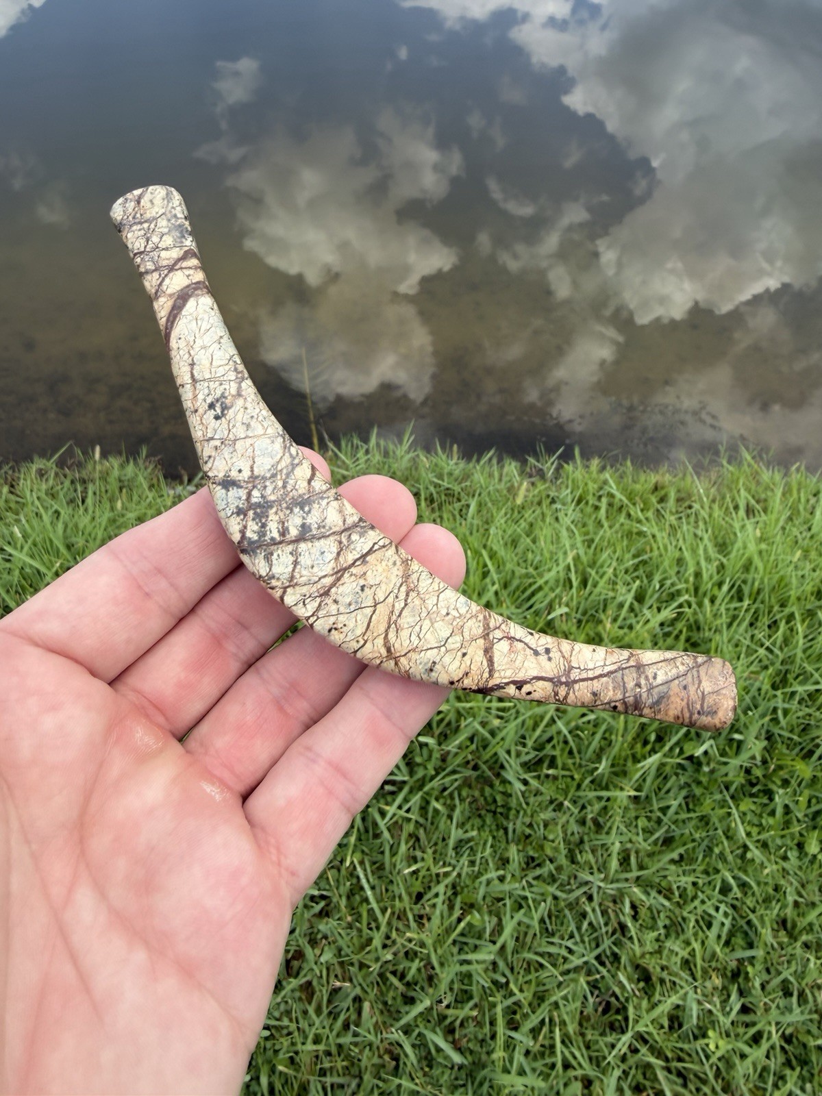 Rare Native American High Quality Crescent Drilled Bannerstone