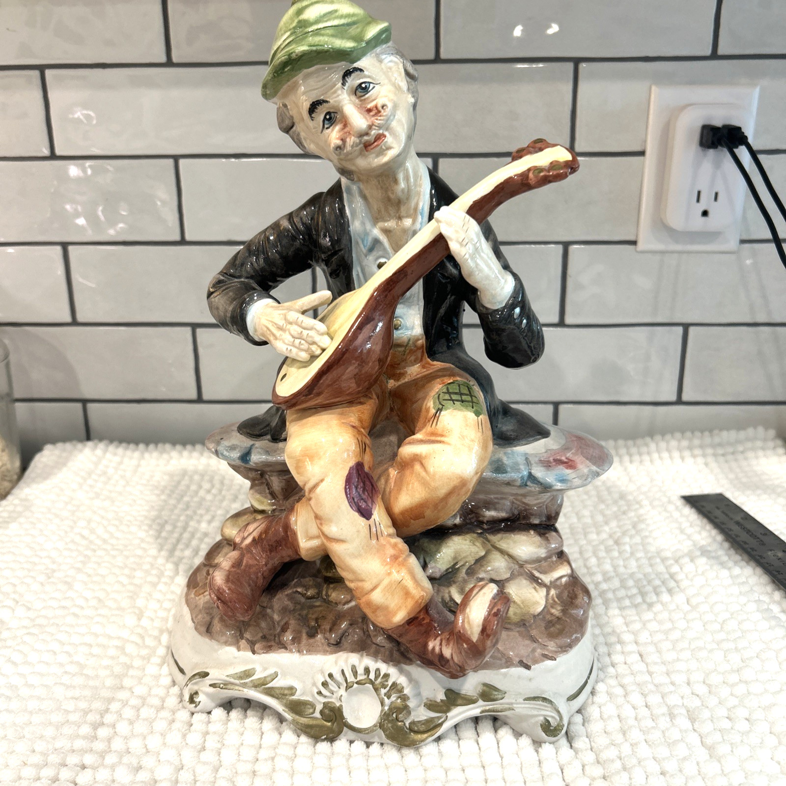 Vintage CAPODIMONTE Figurine Man Playing Mandolin 13\