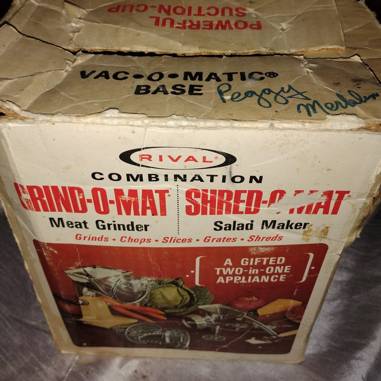 Vintage Rival Combination Grind-O-Mat Shred-O-Mat Grinder Chopper Slicer Grater 