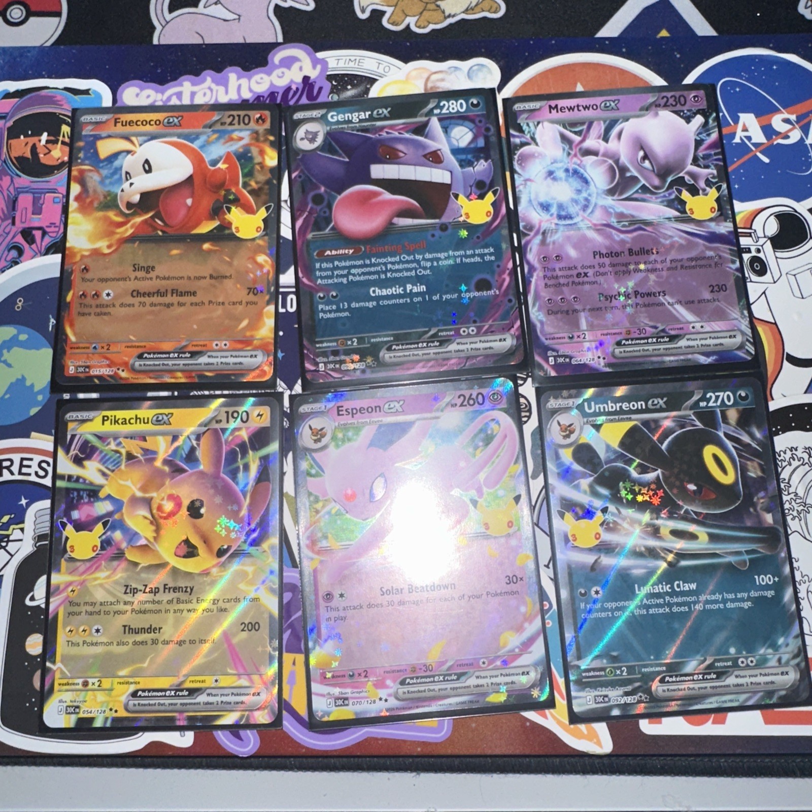 Pokemon 30th Anni Ex Bundle 6 Cards - Gengar Ex, Mewtwo Ex, Espeon, Umbreon NM