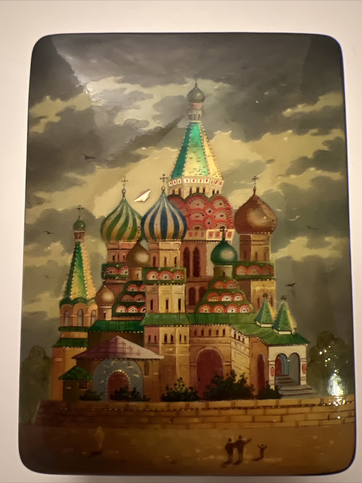 Russian Hand Painted Lacquer Box Old Moscow Red Square St. Basil\'s Cathedral Russian Hand Painted Lacquer Box Old Moscow Red Square St. Basil\'s Cathedral