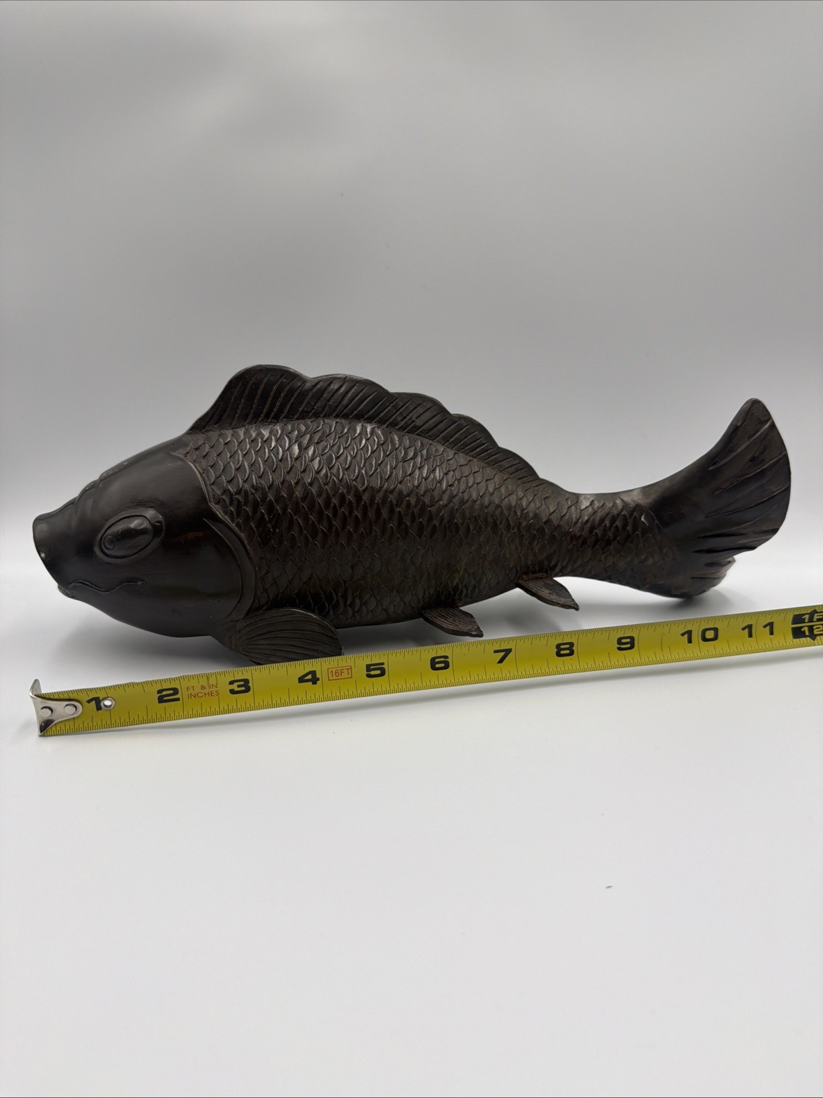 Vintage Bronze Sculpture 12 koi fish/carp Figurine 4lbs 1oz  okimono styling