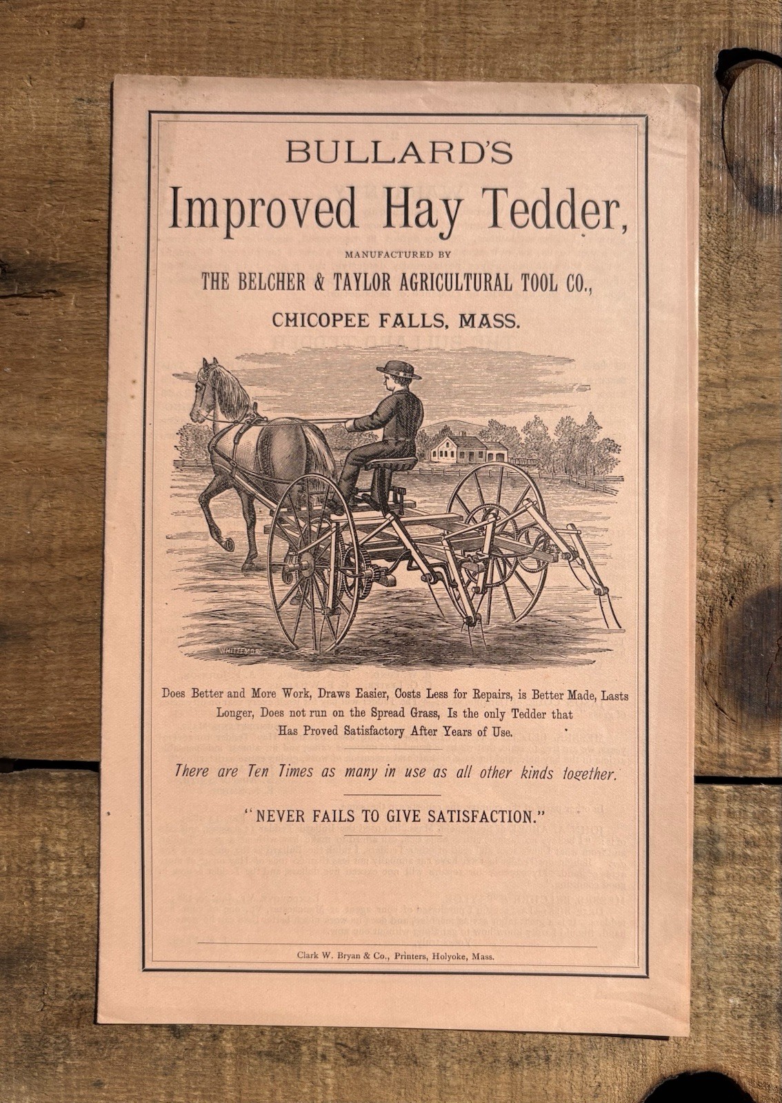 Antique Bullard\'s Improved Hay Tedder Agricultural Advertising Brochure Booklet