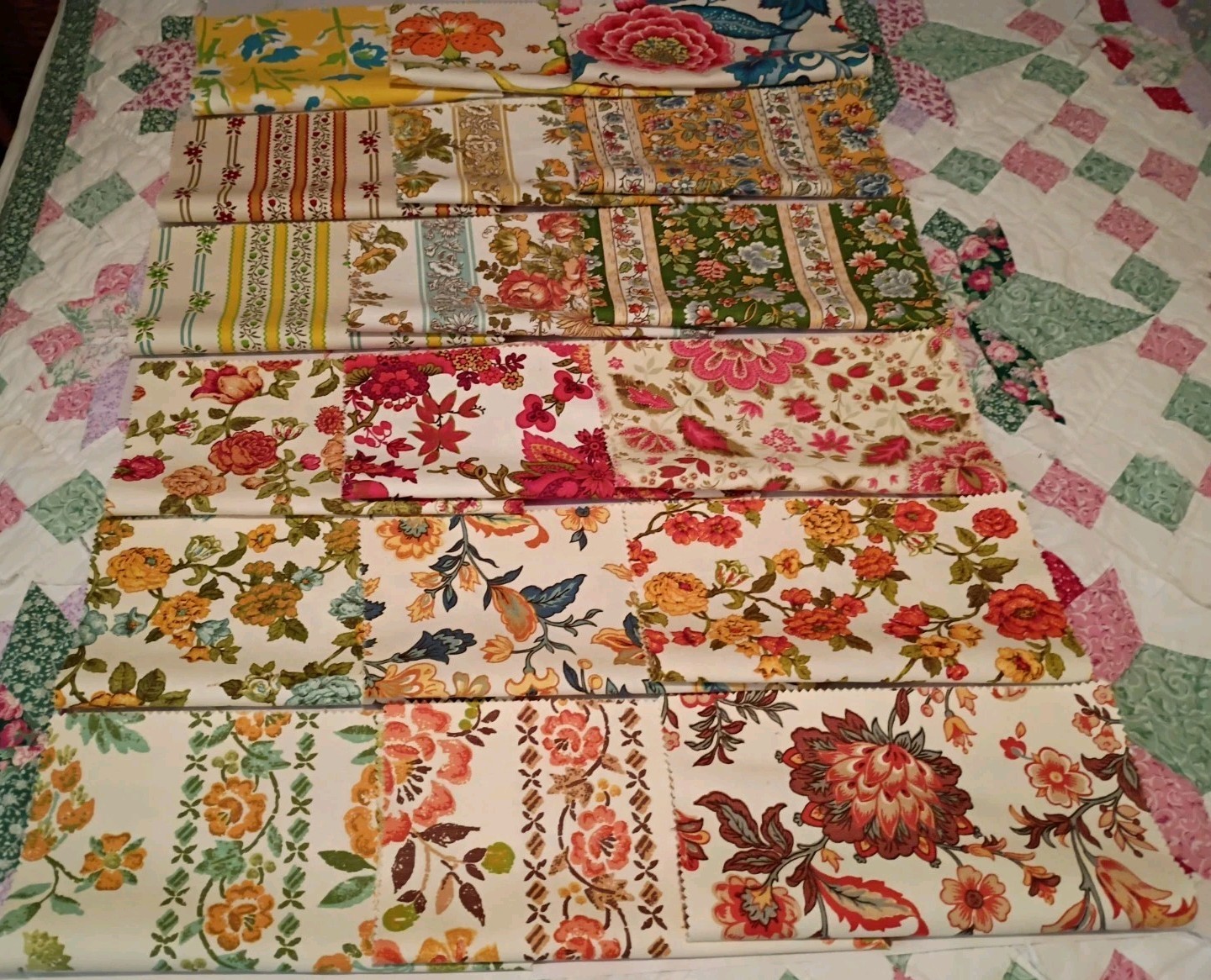 Vintage Waverly Fabric Sample Swatch Lot 18 Pieces 60s 70s MCM Pattern Craft Lot